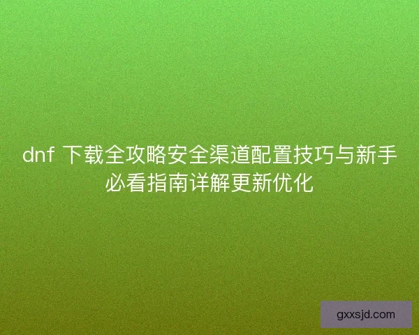 dnf 下载全攻略安全渠道配置技巧与新手必看指南详解更新优化
