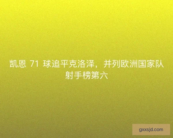 凯恩 71 球追平克洛泽，并列欧洲国家队射手榜第六