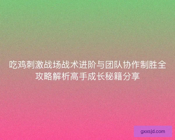 吃鸡刺激战场战术进阶与团队协作制胜全攻略解析高手成长秘籍分享