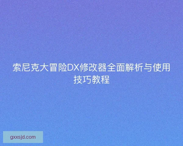 索尼克大冒险DX修改器全面解析与使用技巧教程