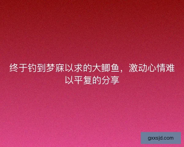 终于钓到梦寐以求的大鲫鱼，激动心情难以平复的分享